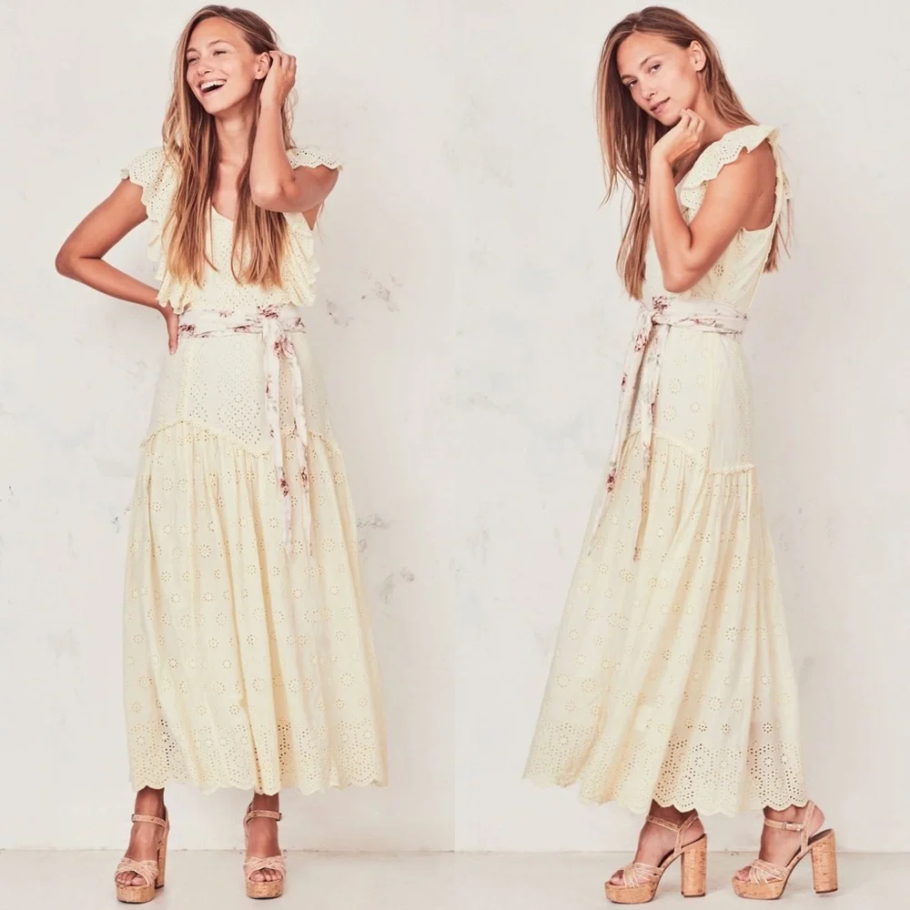 LoveShackFancy Cressida yellow eyelet dress - Picture 2 of 8